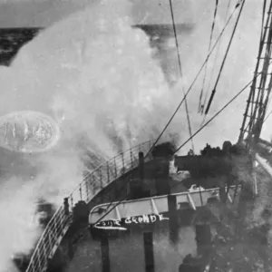 Mountainous seas in the Atlantic. Gigantic waves with mountains of spray breaking Mountainous seas in the Atlantic. Gigantic waves with mountains of spray breaking
