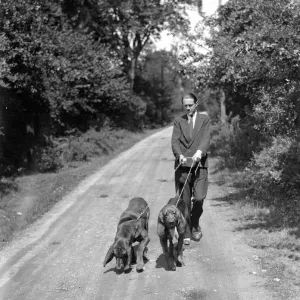Mr J Chamberlain and his bloodhounds on the trail