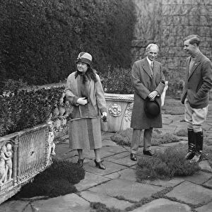 Mr and Mrs Henry Ford with Lady Astor and the Honourable H W Astor on the terrace at Cliveden