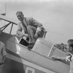 Mr W L Hope the first to reach Brooklands an the first lap of the Kings cup air race Mr W L Hope the first to reach Brooklands an the first lap of the Kings cup air race