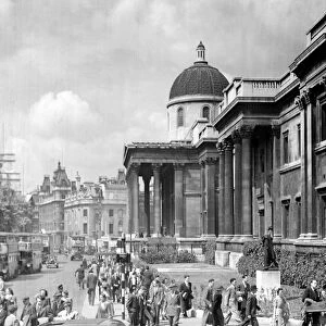 National Gallery building in Trafalgar Square, London, UK, England