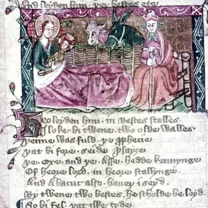 Nativity Print English Illumination 13th-14th Century Nativity Print English Illumination 13th-14th Century