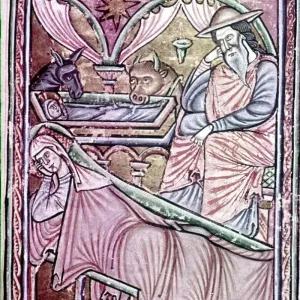 Late 12th Century English Print of the Nativity Scene Late 12th Century English Print of the Nativity Scene