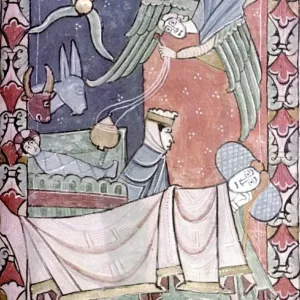 Romanesque Nativity Print, English 12th Century Romanesque Nativity Print, English 12th Century