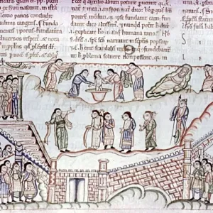 Print of Nativity Scene with Virgin, Joseph and Temple Print of Nativity Scene with Virgin, Joseph and Temple