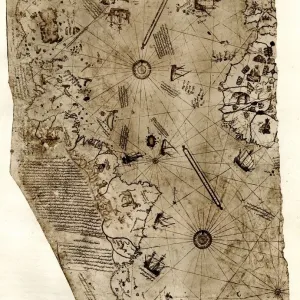 Print of the Piri Reis Map, 1513 Print of the Piri Reis Map, 1513