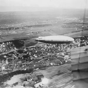 The North Pole airship over Oslo. The Norge airship photographed from an aeroplane The North Pole airship over Oslo. The Norge airship photographed from an aeroplane