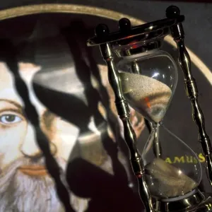 NOSTRADAMUS - Fantasy portrait of Nostradamus with hour-glass NOSTRADAMUS - Fantasy portrait of Nostradamus with hour-glass