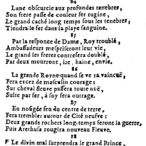 A 1710 Print of Nostradamus Sample Quatrains A 1710 Print of Nostradamus Sample Quatrains
