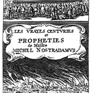 NOSTRADAMUS - TITLEPAGE Titlepage of Les Vrayes Centuries et Propheties de Maistre NOSTRADAMUS - TITLEPAGE Titlepage of Les Vrayes Centuries et Propheties de Maistre