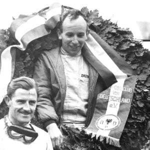 Nurburgring Germany Print - John Surtees with laurel wreath