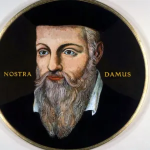 OCCULTISTS - NOSTRADAMUS. Miniature portrait of the great diviner and astrologer OCCULTISTS - NOSTRADAMUS. Miniature portrait of the great diviner and astrologer