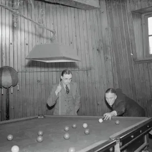 Print of an old mill converted into an inn, featuring a billiards game Print of an old mill converted into an inn, featuring a billiards game