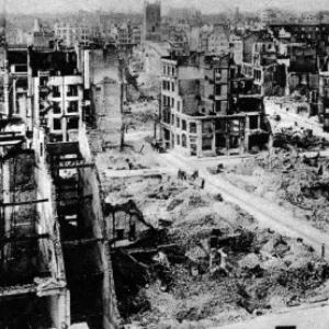 A panoramic view of one of the badly bombed areas of the city of London taken A panoramic view of one of the badly bombed areas of the city of London taken