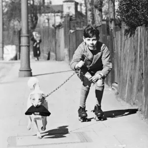 1938 Print of Paul Wilson with Dog Mickey 1938 Print of Paul Wilson with Dog Mickey