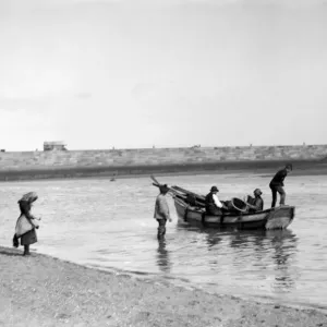 Early 1900s Fishing Scene at Staithes, North East England Print