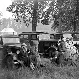 Polo at Chislehurst, Kent. The car grandstand. 1934