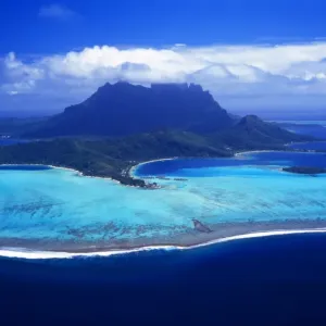 The Polynesian island of Bora Bora, from the air The Polynesian island of Bora Bora, from the air