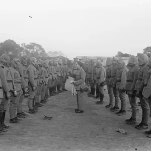Portuguese troops in training, at Horsham, Sussex. Gas mask drill Portuguese troops in training, at Horsham, Sussex. Gas mask drill