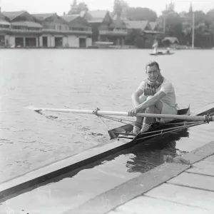 Preparing for Henley royal regatta D B Morris, the 1923 Diamond Sculls winner