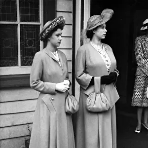 Princess Elizabeth and her sister Princess Margaret at Ballater Station on route to Balmoral 1948