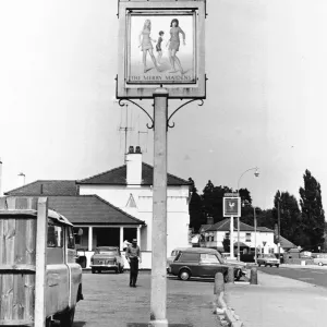 Vintage Pub Sign Print of The Merry Maidens at Shinfield, England Vintage Pub Sign Print of The Merry Maidens at Shinfield, England