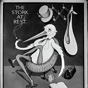 Pub sign for the Stork at Rest near Gravesend, Kent, England 4 January 1969