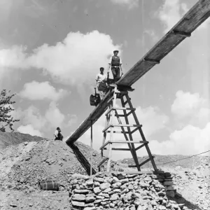 Quarrying Kentish ragstone in Tovil, Kent. 1936