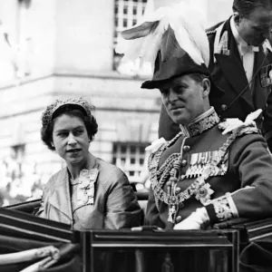 Print of the Queen and Duke of Edinburgh arriving at St Giles Cathedral Print of the Queen and Duke of Edinburgh arriving at St Giles Cathedral
