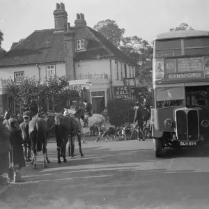 R A Draghounds meet at the Bull Hotel, Farningham Print R A Draghounds meet at the Bull Hotel, Farningham Print