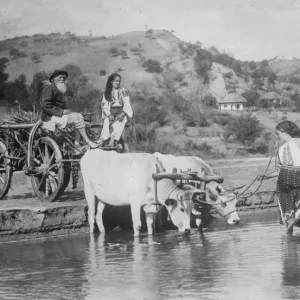 Romania Peasants on a farm near city of Targovist September 1921 Romania Peasants on a farm near city of Targovist September 1921