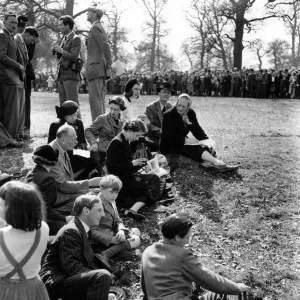 Royal Family Relax Just one of the many happy groups watching the Olympic Horse