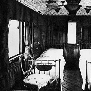 The Royal railway Carriage: the bedroom. Built in 1869 by the London and North Western Railway
