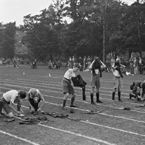 Sidcup scouts sports day. Getting changed. 1937