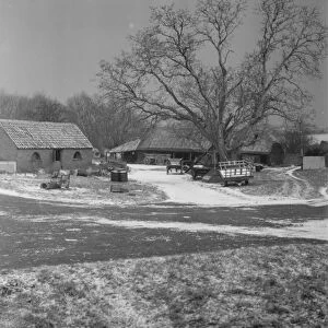 A snowy farm yard in Horton Kirby, Kent. 1939