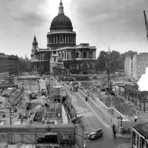 St Pauls Cathedral dominates the view of the area north of Cannon Street (left) Rebuilding