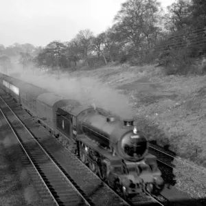 Steam Railway Engine ( 1407 engine ) steaming along near Hadley, near London Steam Railway Engine ( 1407 engine ) steaming along near Hadley, near London