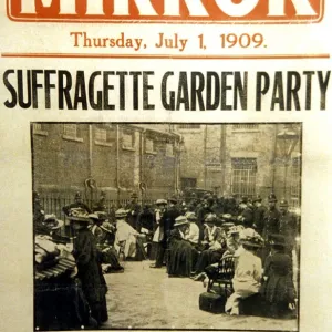 Suffragette Garden Party in Bow Street Police Yard - front cover, The Daily Mirror