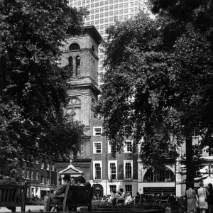 Print of The Summer scene in Londons Soho Square with Centre Point tower Print of The Summer scene in Londons Soho Square with Centre Point tower