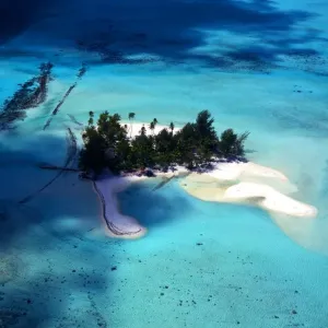 T4. 025. Polynesia. Bora Bora. Aerial view of small island off Bora Bora T4. 025. Polynesia. Bora Bora. Aerial view of small island off Bora Bora