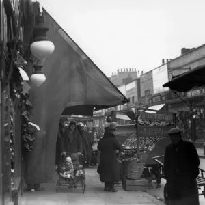 Typical Street Market Scene Print - Lambeth Walk, London 1932