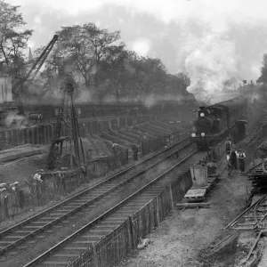 Underground Extension Works - The scene at Leytonstone during the extension of