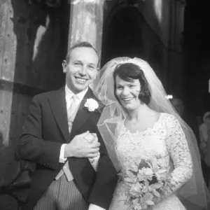 Valentine's Day Wedding Print of John Surtees and Patricia Burke in Winchester 1962