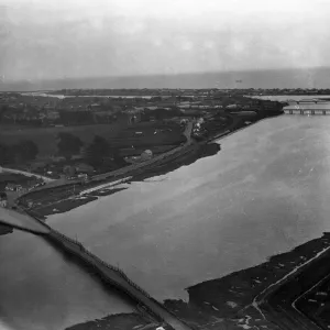 A view of Shoreham - by - Sea from the air showing the bridges over the River Adur A view of Shoreham - by - Sea from the air showing the bridges over the River Adur