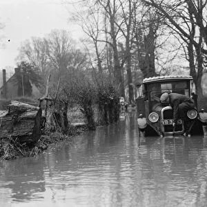 The village of Horton Kirby, Kent, where the river Darent has flooded. A stranded