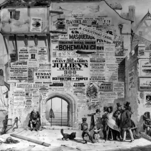 19th Century London Courtyard Print: Bill Posters 19th Century London Courtyard Print: Bill Posters