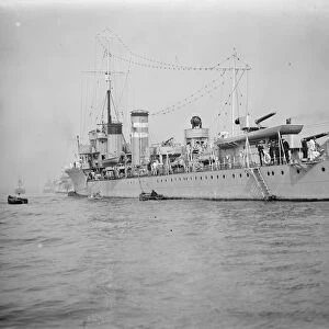 Warships in the Thames. The torpedo boats from the fifth destroyer flotilla arrived
