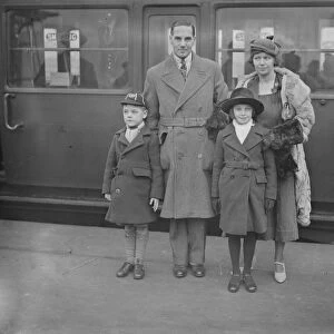 At Waterloo Herbert Sutcliffe with his wife and family on leaving for a Christmas cruise