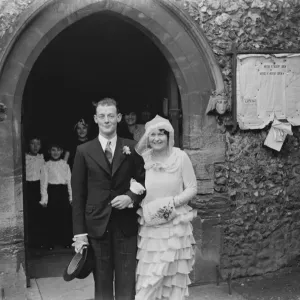 A wedding of a couple in Orpington, Kent. The bride and groom. 1939 A wedding of a couple in Orpington, Kent. The bride and groom. 1939
