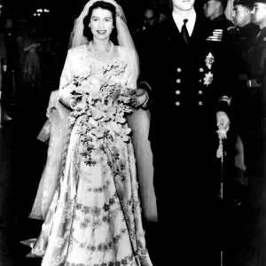 Print of Princess Elizabeth's 1947 wedding to Prince Philip Print of Princess Elizabeth's 1947 wedding to Prince Philip